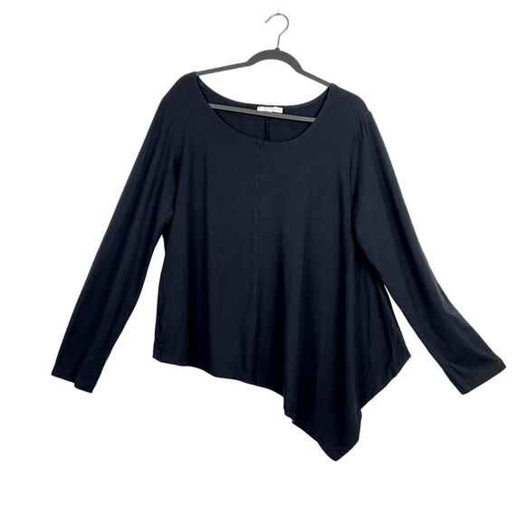 Bryn Walker Black Nada Asymmetrical Hem Modal Long Sleeve Lagenlook Tunic Large - Picture 1 of 9